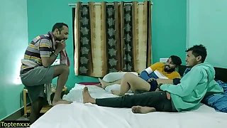 Three boyfriend fucking cheating Girlfriend together&excl; Hindi Foursome Sexual connection